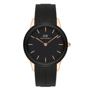 Daniel Wellington Iconic Motion Black Dial Rubber Strap Watch For Women - DW00100426