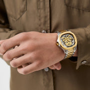 Philipp Plein High-Conic Automatic Gold Dial Two Tone Steel Strap Watch For Men - PWRAA0323