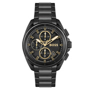 Hugo Boss Volane Chronograph Black Dial Black Steel Strap Watch for Men - 1513950
