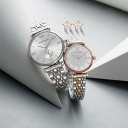 Emporio Armani Gianni T Bar White Dial Two Tone Steel Strap Watch For Women - AR80035