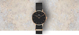 Daniel Wellington Classic Petite Cornwall Black Dial Black NATO Strap Watch For Women - DW00100215