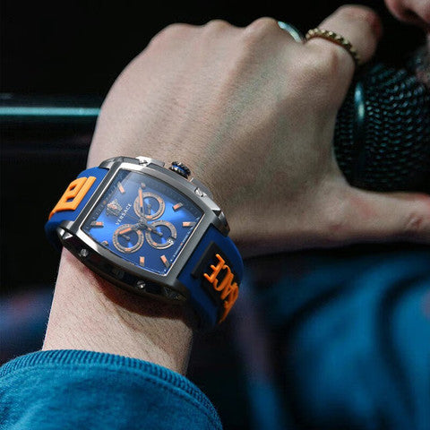 Versace Iconic Dominus Chronograph Blue Dial Blue Rubber Strap