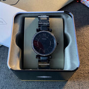Fossil Carlie Black Dial Black Steel Strap Watch for Women - ES4488