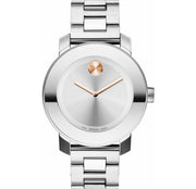 Movado Bold Silver Dial Silver Steel Strap Watch For Women - 3600084