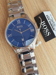 Hugo Boss Governer Blue Dial Silver Steel Strap Watch for Men - 1513487