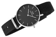 Daniel Wellington Classic Petite Cornwall Black Dial Black NATO Strap Watch For Women - DW00100216