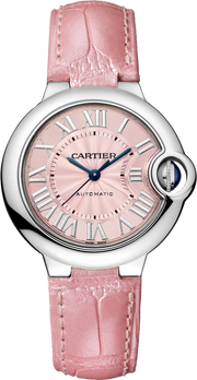Cartier Ballon Blue De Cartier Pink Dial Pink Leather Strap Watch for Women - WSBB0031