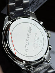 Lacoste Boston Chronograph Beige Dial Silver Steel Strap Watch for Men - 2011271
