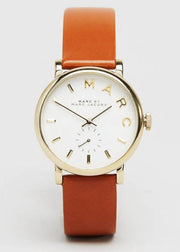 Marc Jacobs Baker White Dial Brown Leather Strap Watch for Womern - MBM1316