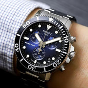 Tissot Seastar 1000 Chronograph Driver Blue Dial Silver Steel Strap Watch For Men - T120.417.11.041.01