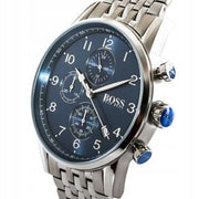 Hugo Boss Navigator Chronograph Blue Dial Silver Steel Strap Watch for Men - 1513498
