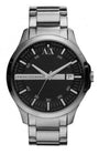 Armani Exchange Hampton Chronograph Black Dial Silver Steel Strap Watch For Men - AX2103