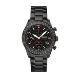 Hugo Boss Aero Chronograph Black Dial Black Steel Strap Watch for Men - 1513771