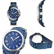 Fossil Grant Chronograph Blue Dial Blue Steel Strap Watch for Men - FS5230