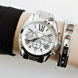 Michael Kors Bradshaw Chronograph Silver Dial Silver Steel Strap Watch for Men - MK5535