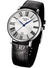 Tissot Carson Premium Silver Dial Black Leather Strap Watch For Men - T122.410.16.033.00
