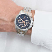 Maserati Successo Chronograph Blue Dial Two Tone Steel Strap Watch For Men - R8873621008