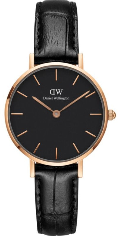 Daniel Wellington Classic Petite Reading Black Dial Black Leather Strap Watch For Women - DW00100223