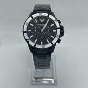Emporio Armani Diver Chronograph Black Dial Black Steel Strap Watch For Men - AR80050
