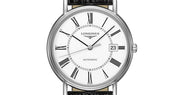 Longines Presence 38.5mm Automatic White Dial Black Leather Strap Watch for Men - L4.921.4.11.2