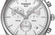 Tissot T Classic PR 100 Chronograph Silver Dial Silver Steel Strap Watch For Men - T101.417.11.031.00