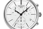 Tissot Carson Premium Chronograph White Dial Brown Leather Strap Watch For Men - T122.417.16.011.00