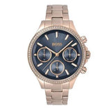 Hugo Boss Hera Chronograph Blue Dial Gold Steel Strap Watch for Women - 1502566
