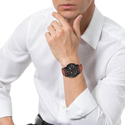Fossil Grant Chronograph Black Dial Brown Leather Strap Watch for Men - FS5241