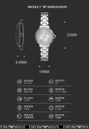 Emporio Armani Mia Three Crystals Silver Dial Silver Steel Strap Watch For Women - AR11632