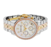 Michael Kors Ritz White Dial Two Tone Steel Strap Watch for Women - MK5650