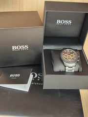 Hugo Boss Ikon Chronograph Black Dial Black Steel Strap Watch for Men - 1513278