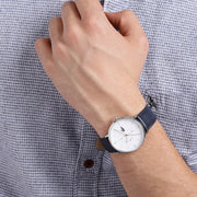 Lacoste Moon Multifunction White Dial Blue Leather Strap Watch for Men - 2010975