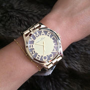 Marc Jacobs Henry Transparent Gold Dial Gold Steel Strap Watch for Women - MBM3206
