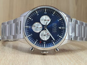 Hugo Boss Pioneer Chronograph Blue Dial Silver Steel Strap Watch for Men - 1513713
