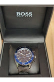 Hugo Boss Ocean Edition Chronograph Blue Dial Black Mesh Bracelet Watch for Men - 1513702