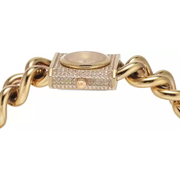 Michael Kors Chain Lock Pave Gold Dial Gold Steel Strap Watch For Women - MK4711
