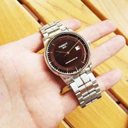 Tissot Luxury Powermatic 80 Brown Dial Silver Steel Strap Watch For Men - T086.407.11.291.00