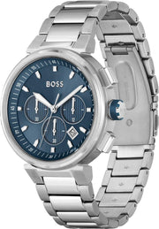 Hugo Boss One Chronograph Blue Dial Silver Steel Strap Watch For Men - 1513999
