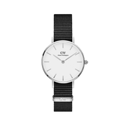 Daniel Wellington Classic Petite Cornwall White Dial Black Nylon Strap Watch For Women - DW00100252