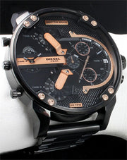Diesel Big Daddy Chronograph Black Dial Black Steel Strap Watch For Men - DZ7312