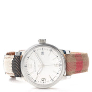 Burberry Utilitarian White Dial Multicolor Leather Strap Watch for Women - BU7824
