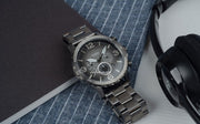 Fossil Nate Chronograph Gunmetal Dial Grey Steel Strap Watch for Men - JR1437
