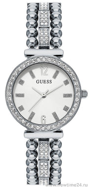 Guess Gala Diamonds Silver Dial Silver Steel Strap Watch for Women - GW0401L1