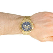 Hugo Boss Ikon Chronograph Blue Dial Gold Steel Strap Watch for Men - 1513340