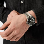 Philipp Plein The $kull Diver Black Dial Silver Steel Strap Watch For Men- PWOAA0522
