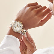 Michael Kors Ritz White Dial Two Tone Steel Strap Watch for Women - MK6474