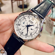 Citizen Eco Drive Silver Dial Black Leather Strap Watch For Men - AO9000-06B