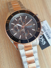 Hugo Boss Ocean Edition Chronograph Black Dial Two Tone Steel Strap Watch for Men - 1513705