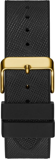 Guess Phoenix Multifunction Crystals Gold Dial Black Silicone Strap Watch For Men - GW0048G2