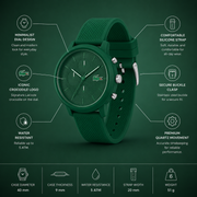 Lacoste 12.12 Chronograph Green Dial Green Silicon Strap Watch for Men - 2011245